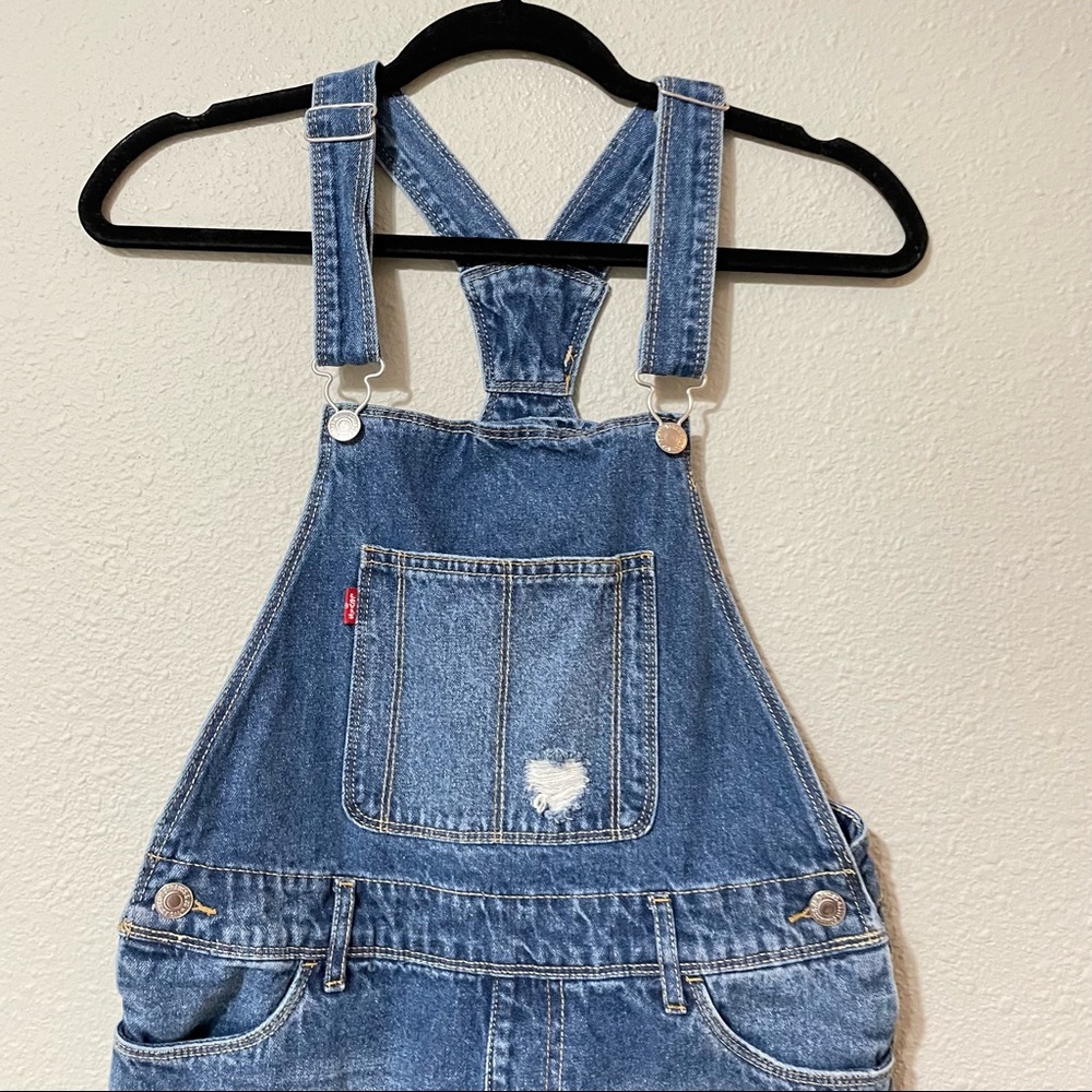 Levi’s Denim Shortall Overall Shorts Girls 14 EUC - Picture 2 of 10